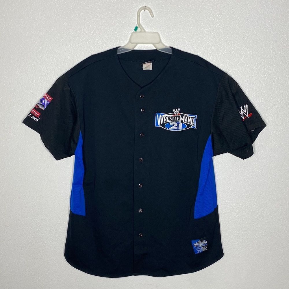 WRESTLEMANIA 21 Men’s Black Baseball Jersey 2005 Size XXL